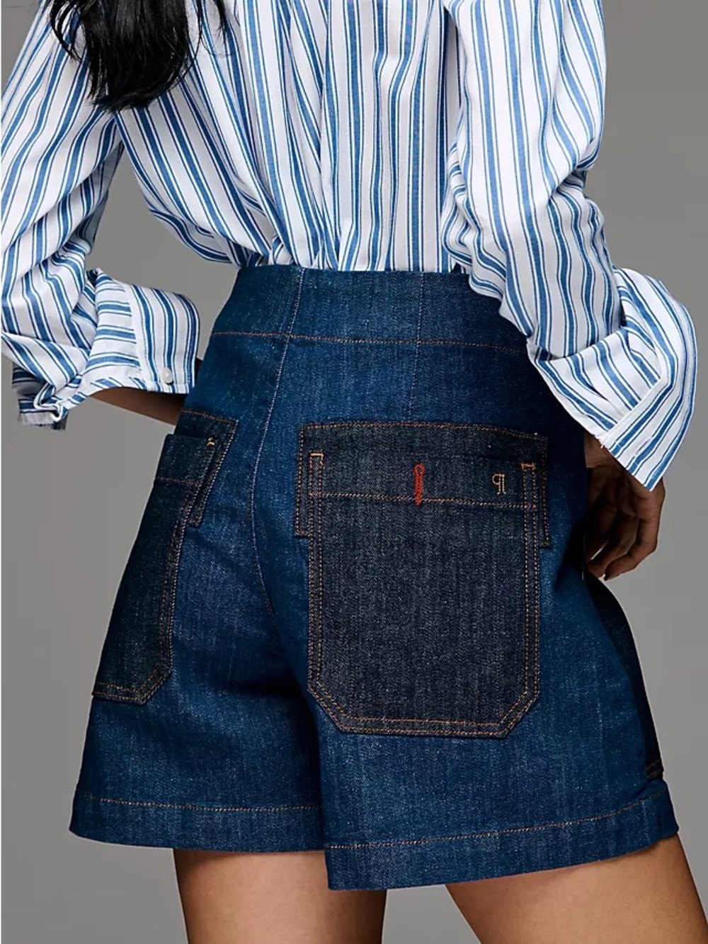 Anthropologie Dark Blue Denim High-Waist Pilcro Jean Shorts